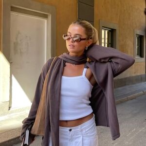 Djerf Avenue Button Up Cardigan Cocoa